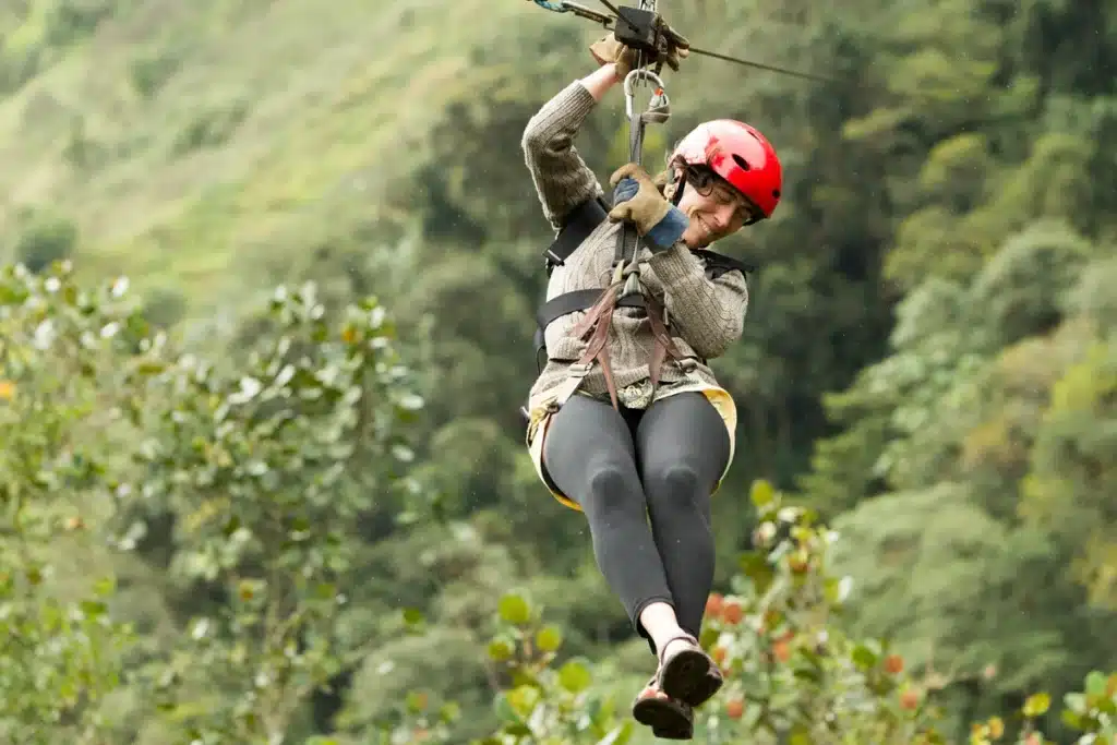 woman-on-the-zipline - RoofX zipline adventure in Ohio