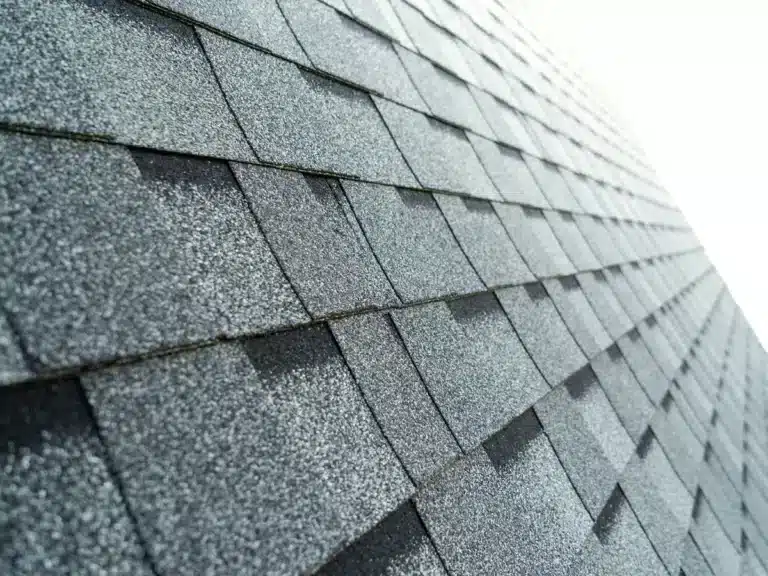 Composite asphalt shingles up close view