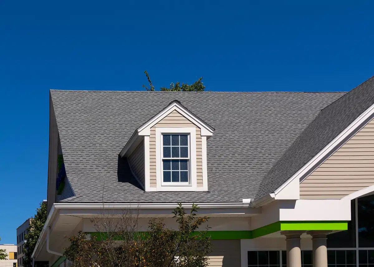 roof types-gray roof on residential home