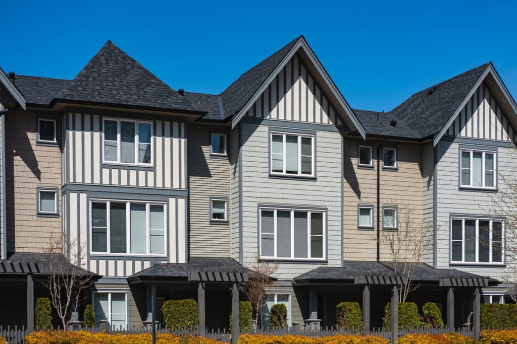 luxury asphalt shingles-townhomes and apartments with luxury asphalt shingle roofing and various siding styles